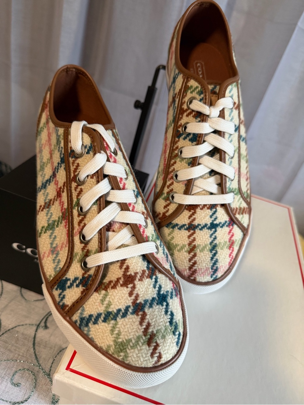 Coach Tattersall Dee Plaid Wool Sneakers - Vintage